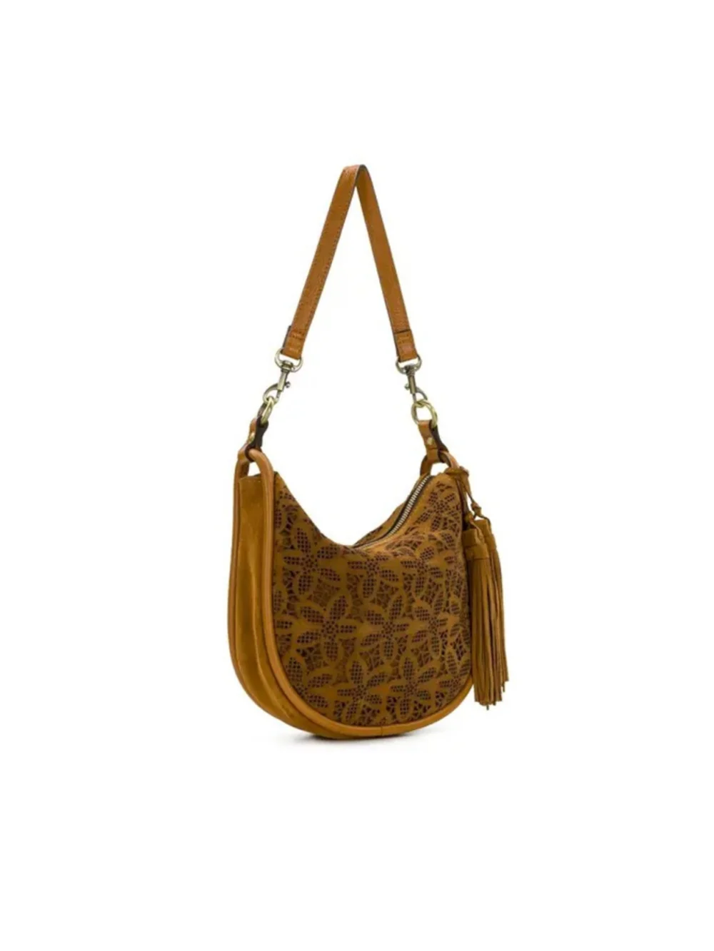 Patricia Nash Calanna Hobo/Crossbody - Floral Perforated cut out Suede